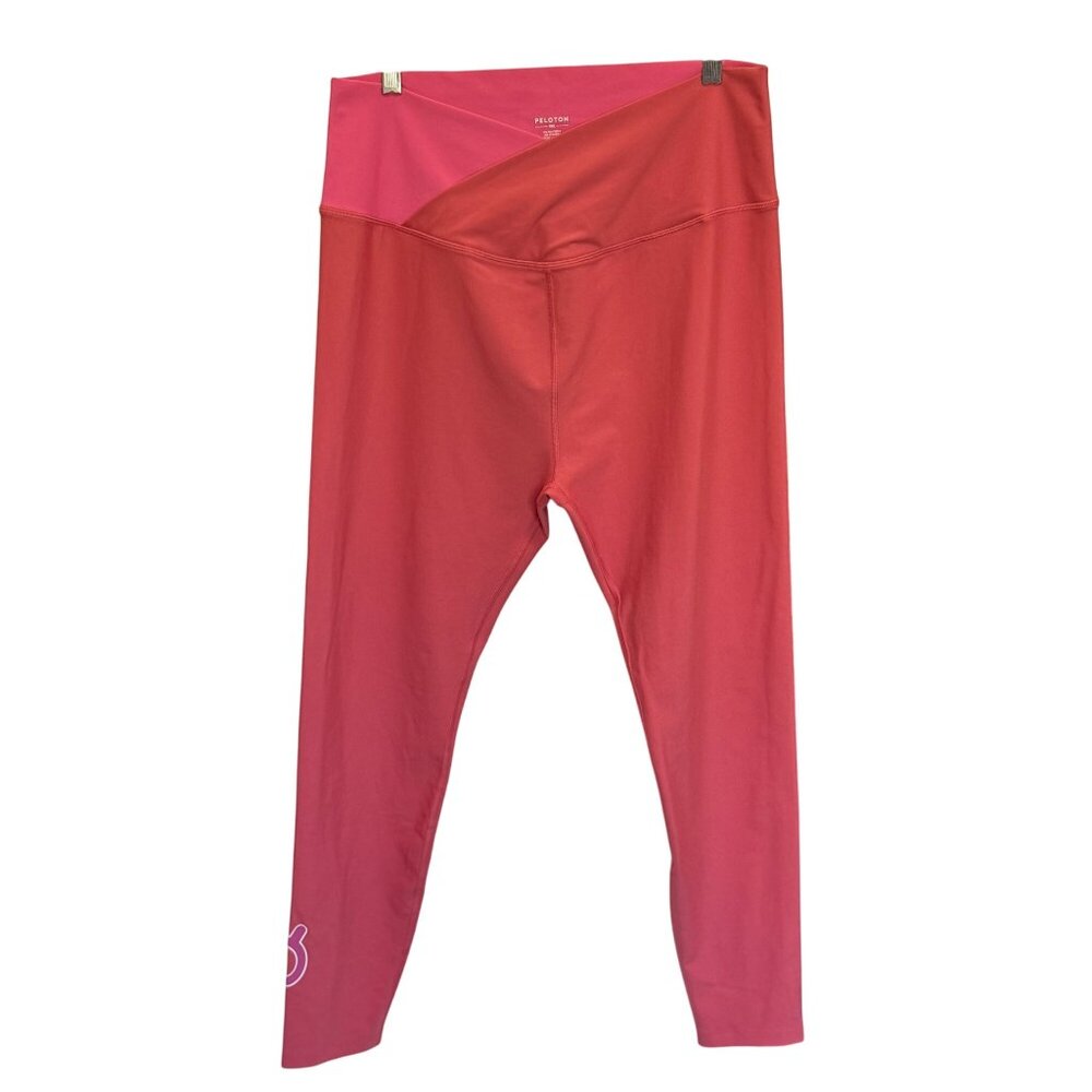 Peloton Logo Pink High-Waisted Leggings Polyester/Spandex Blend Womens Size XXL